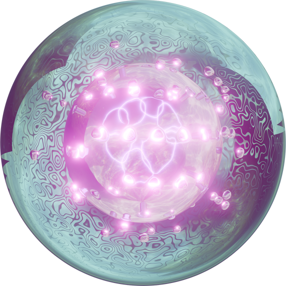 3D sphere core purple blue